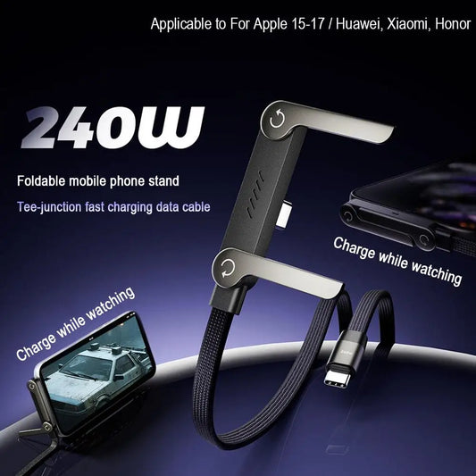 High-Speed USB Charging Cable with Stand. Durable, Tangle-Free Charger for Smartphones & Devices