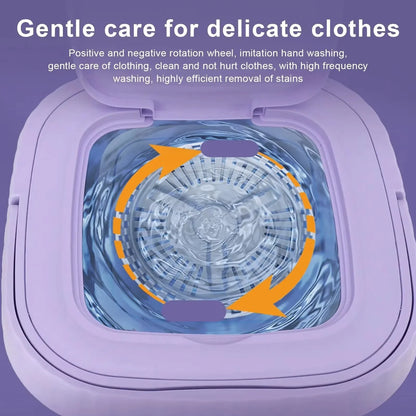 Compact 8L Portable Foldable Washing Machine with Spin Dryer - Perfect for Socks, Underwear, and Travel