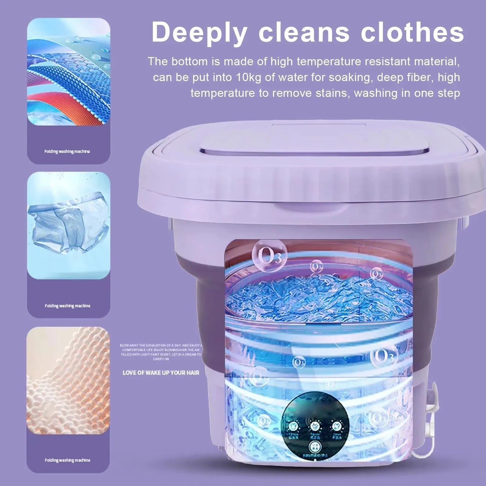 Compact 8L Portable Foldable Washing Machine with Spin Dryer - Perfect for Socks, Underwear, and Travel