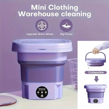 Compact 8L Portable Foldable Washing Machine with Spin Dryer - Perfect for Socks, Underwear, and Travel