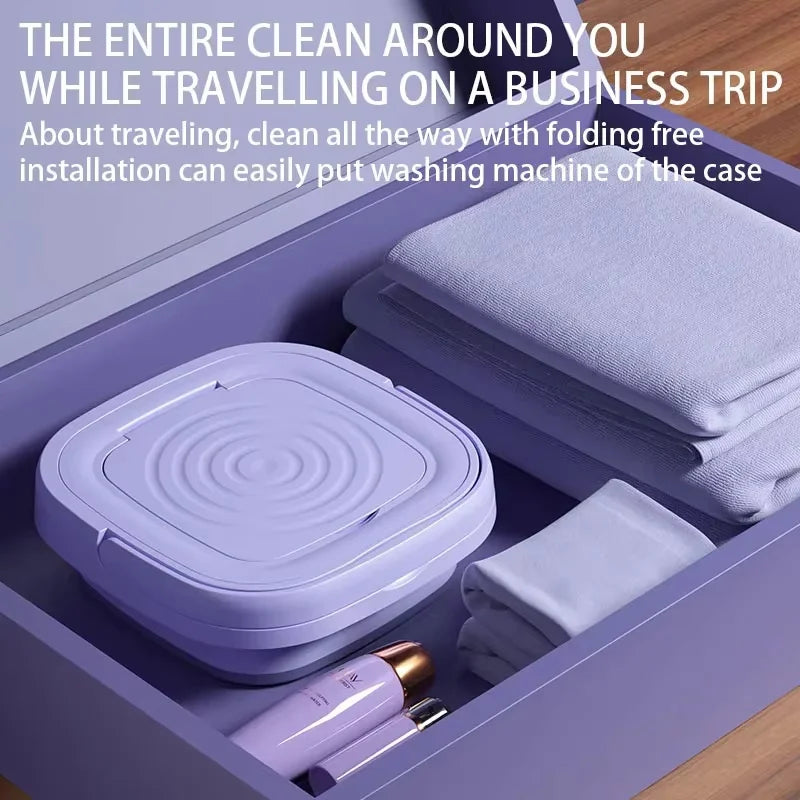 Compact 8L Portable Foldable Washing Machine with Spin Dryer - Perfect for Socks, Underwear, and Travel