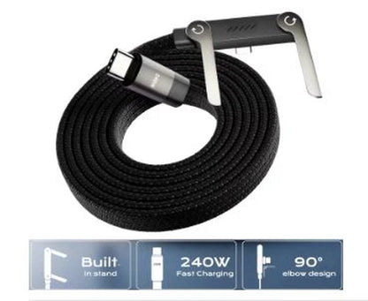 High-Speed USB Charging Cable with Stand. Durable, Tangle-Free Charger for Smartphones & Devices