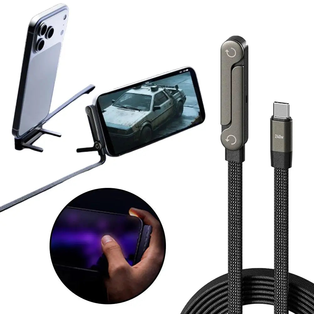 High-Speed USB Charging Cable with Stand. Durable, Tangle-Free Charger for Smartphones & Devices